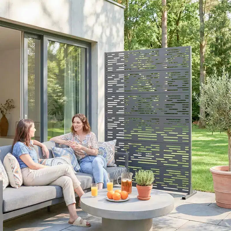 Pannelli frangivista autoportanti in metallo per esterni, traliccio decorativo per giardino, patio, cortile - 183 x 120/178/239 cm