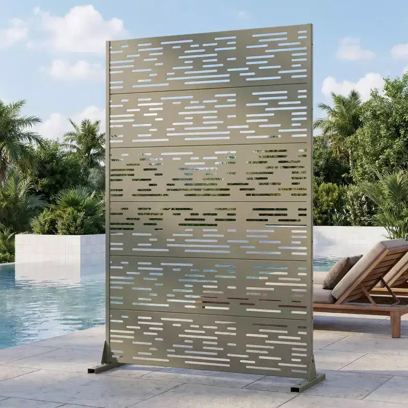 Pannelli frangivista autoportanti in metallo per esterni, traliccio decorativo per giardino, patio, cortile - 183 x 120/178/239 cm
