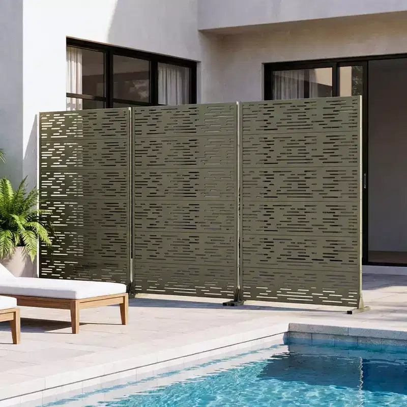 Pannelli frangivista autoportanti in metallo per esterni, traliccio decorativo per giardino, patio, cortile - 183 x 120/178/239 cm