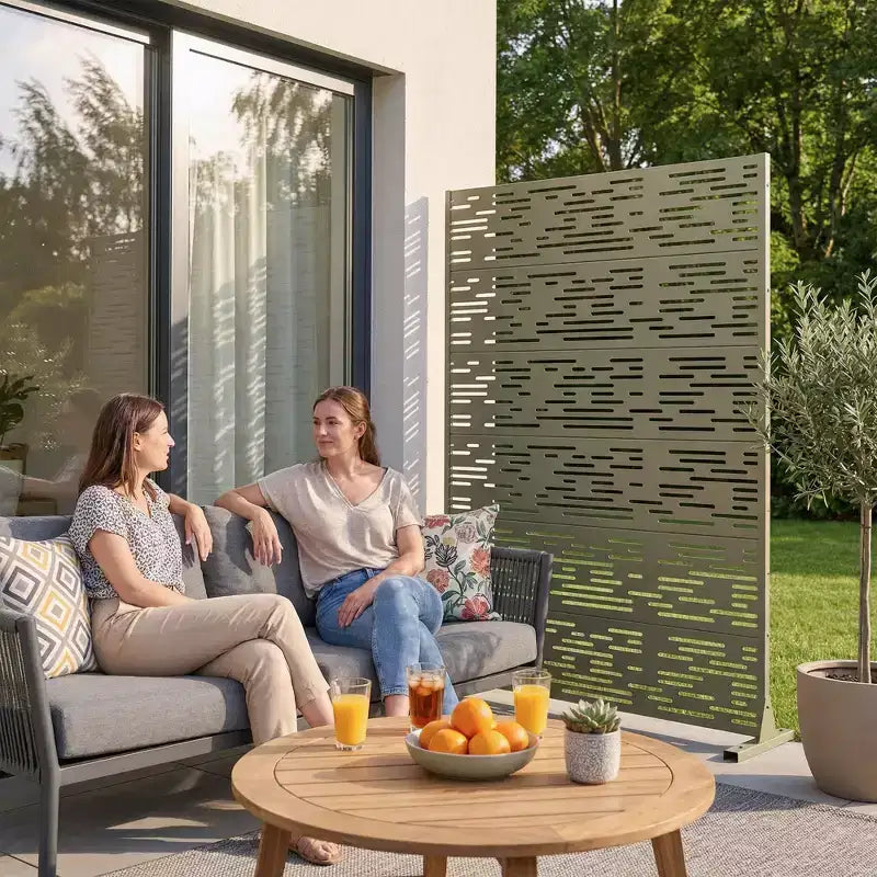 Pannelli frangivista autoportanti in metallo per esterni, traliccio decorativo per giardino, patio, cortile - 183 x 120/178/239 cm