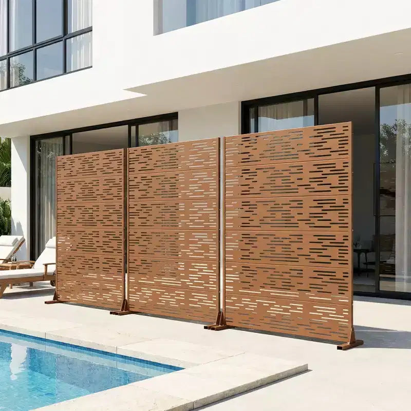 Pannelli frangivista autoportanti in metallo per esterni, traliccio decorativo per giardino, patio, cortile - 183 x 120/178/239 cm