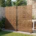 Dovelina Outdoor Metal Privacy Screen Freestanding Fence Panels Decorative Trellis for Garden Deck Yard - 72 x 47/70/94