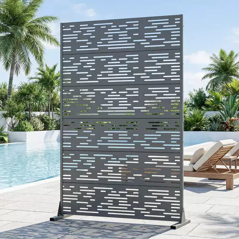 Pannelli frangivista autoportanti in metallo per esterni, traliccio decorativo per giardino, patio, cortile - 183 x 120/178/239 cm