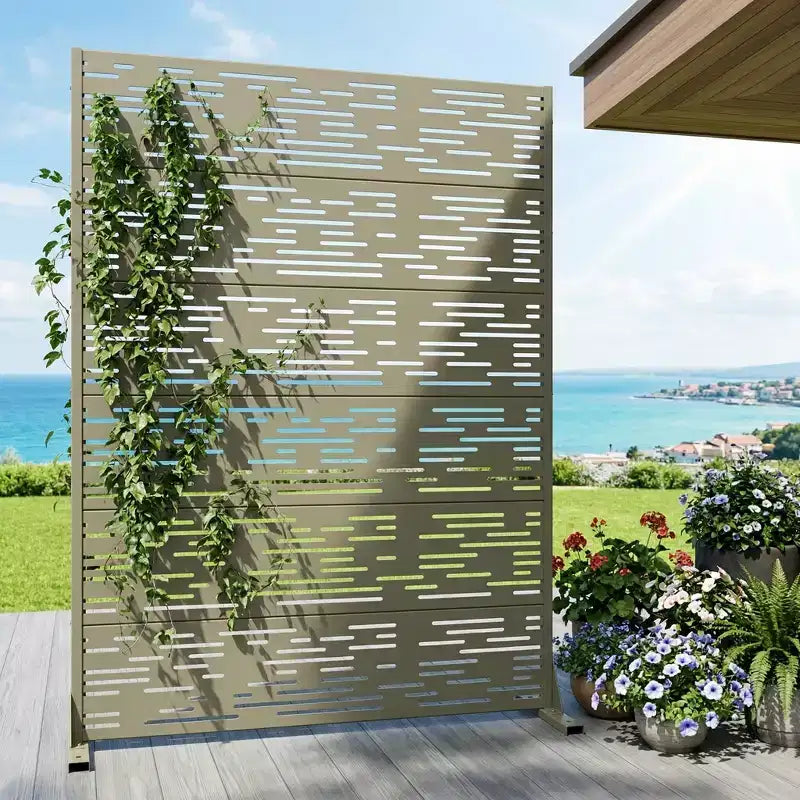 Pannelli frangivista autoportanti in metallo per esterni, traliccio decorativo per giardino, patio, cortile - 183 x 120/178/239 cm