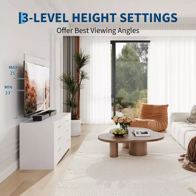 Mobile TV con supporto regolabile e 6 cassetti, Centro di intrattenimento per TV da 32-80 pollici, Consolle multimediale per camera da letto e soggiorno