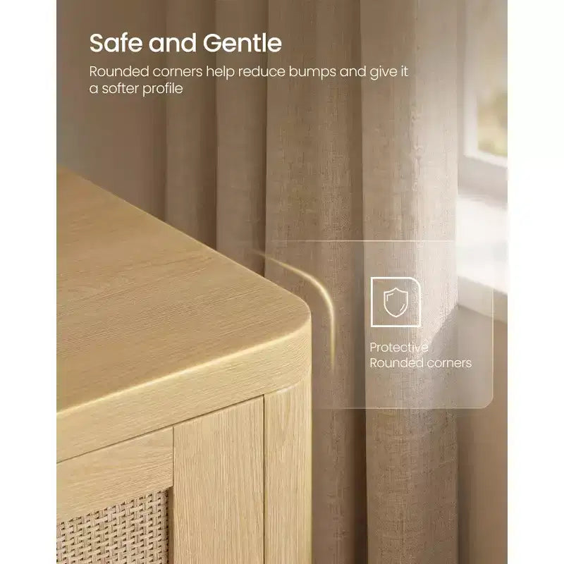 Collezione - Scarpiera Boho Sottile per Ingresso, Mobile Scarpiera con Cassetti a Ribalta Effetto Rattan, Angoli Arrotondati