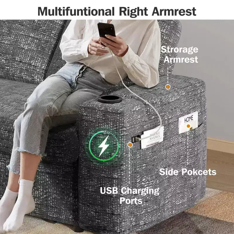 Divano Letto Trasformabile 4-in-1 da 166 cm con Schienali Regolabili, Ricarica USB e Type-C, Portabicchieri, Tasche Laterali, Montaggio Senza Attrezzi, Verde
