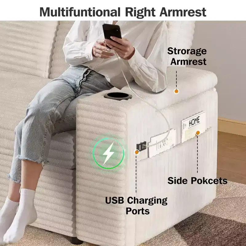 Divano Letto Trasformabile 4-in-1 da 166 cm con Schienali Regolabili, Ricarica USB e Type-C, Portabicchieri, Tasche Laterali, Montaggio Senza Attrezzi, Verde
