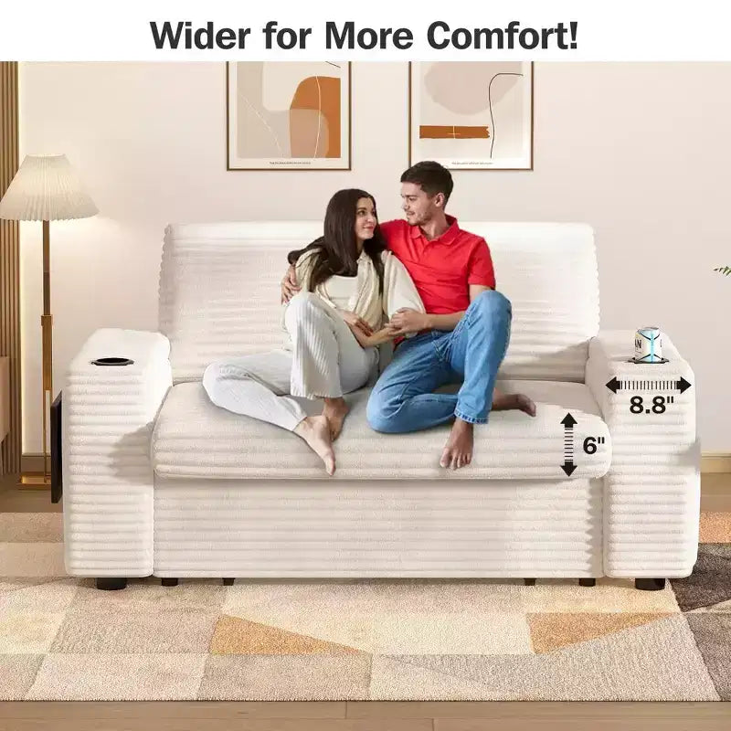 Divano Letto Trasformabile 4-in-1 da 166 cm con Schienali Regolabili, Ricarica USB e Type-C, Portabicchieri, Tasche Laterali, Montaggio Senza Attrezzi, Verde