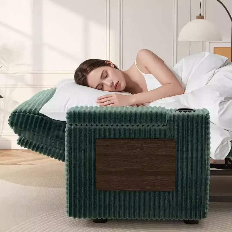 Divano Letto Trasformabile 4-in-1 da 166 cm con Schienali Regolabili, Ricarica USB e Type-C, Portabicchieri, Tasche Laterali, Montaggio Senza Attrezzi, Verde