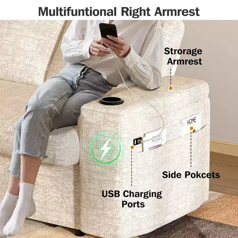 Divano Letto Trasformabile 4-in-1 da 166 cm con Schienali Regolabili, Ricarica USB e Type-C, Portabicchieri, Tasche Laterali, Montaggio Senza Attrezzi, Verde