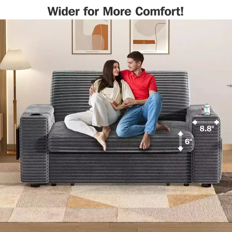 Divano Letto Trasformabile 4-in-1 da 166 cm con Schienali Regolabili, Ricarica USB e Type-C, Portabicchieri, Tasche Laterali, Montaggio Senza Attrezzi, Verde