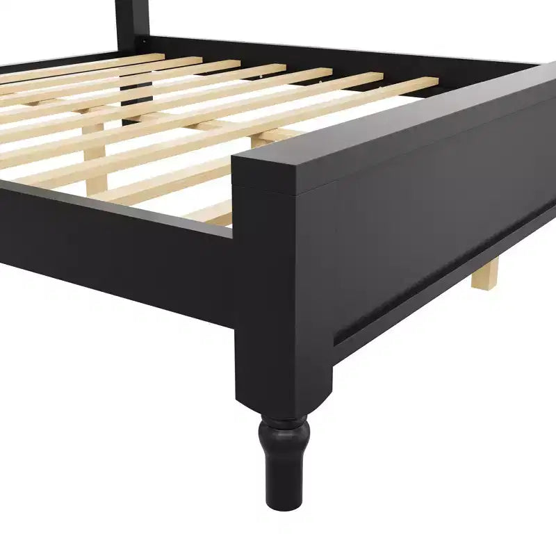Letto a piattaforma Queen/King Size con testiera imbottita curva, telaio in legno di pino, nessuna molla necessaria