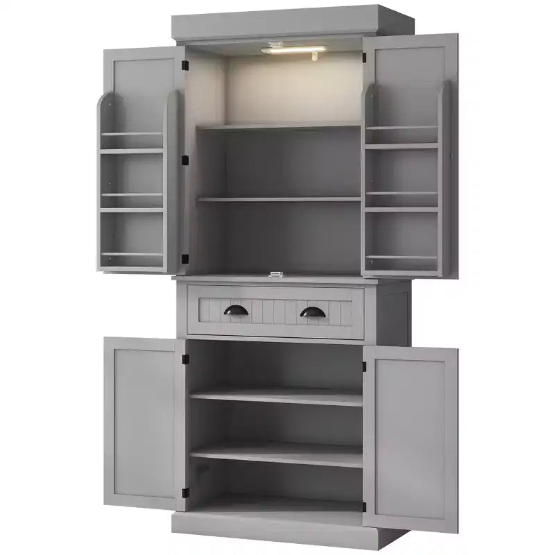Mobile da Cucina a Dispensa a 71 LED, Mobile Alto con 6 Ripiani sullo Sportello, un Cassetto e 4 Ripiani Regolabili
