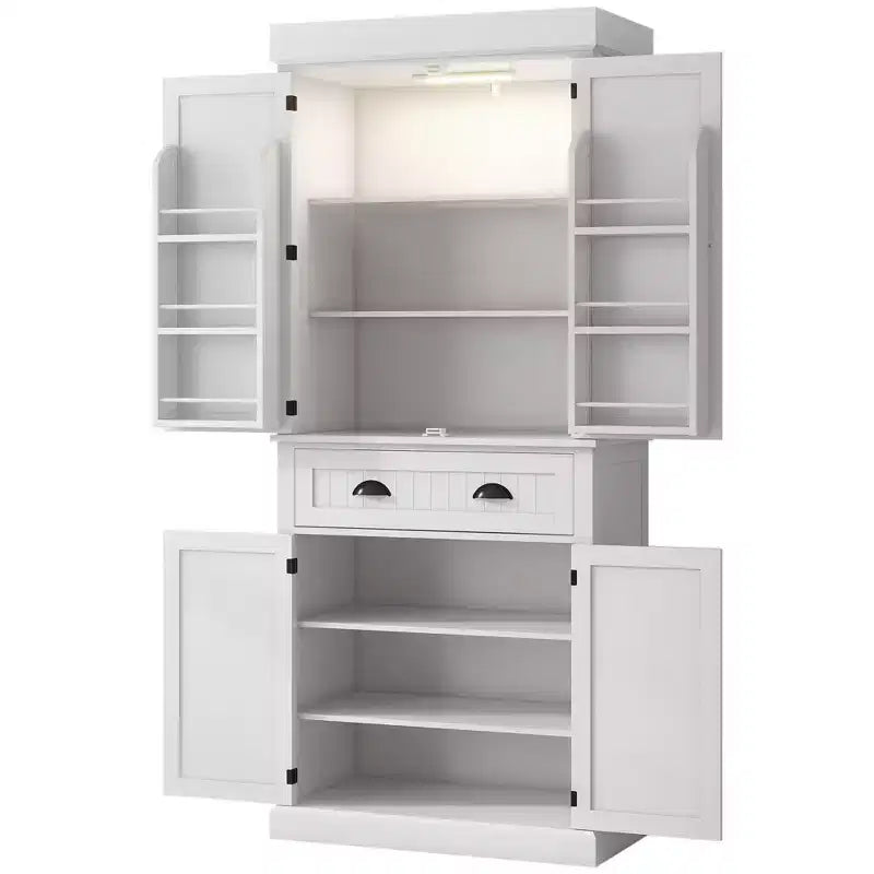 Mobile da Cucina a Dispensa a 71 LED, Mobile Alto con 6 Ripiani sullo Sportello, un Cassetto e 4 Ripiani Regolabili