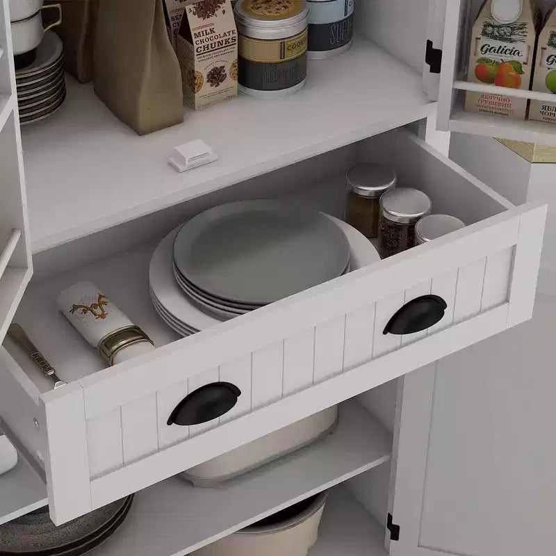 Mobile da Cucina a Dispensa a 71 LED, Mobile Alto con 6 Ripiani sullo Sportello, un Cassetto e 4 Ripiani Regolabili