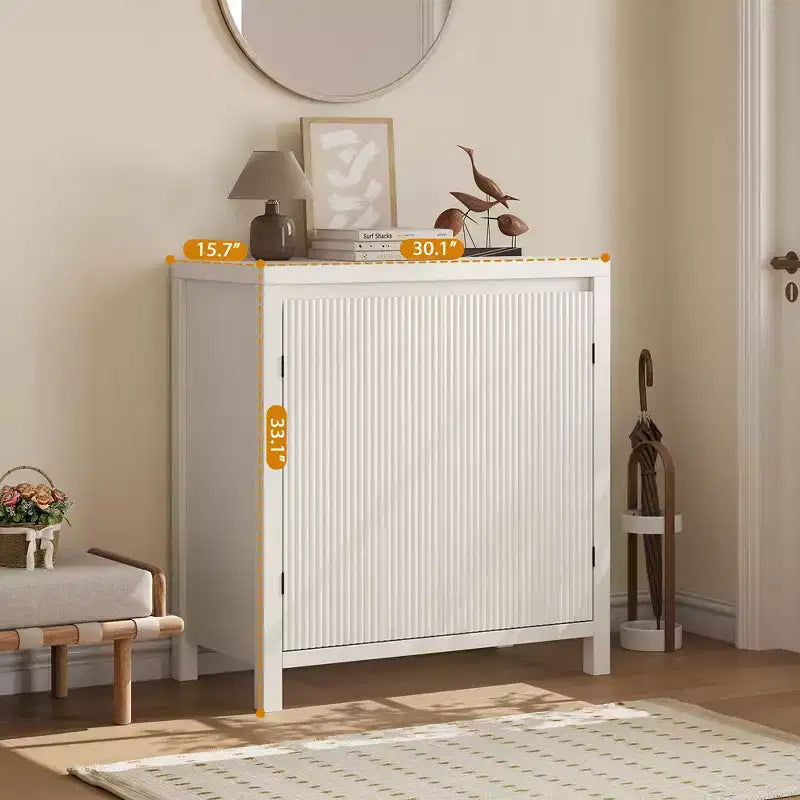 Mobile contenitore in rattan, credenza a buffet in legno con ante e ripiani, piccolo mobile console con contenitore per l'ingresso, beige