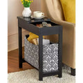 Tavolino con contenitore a stampa moda - Legno con cesto in tessuto
