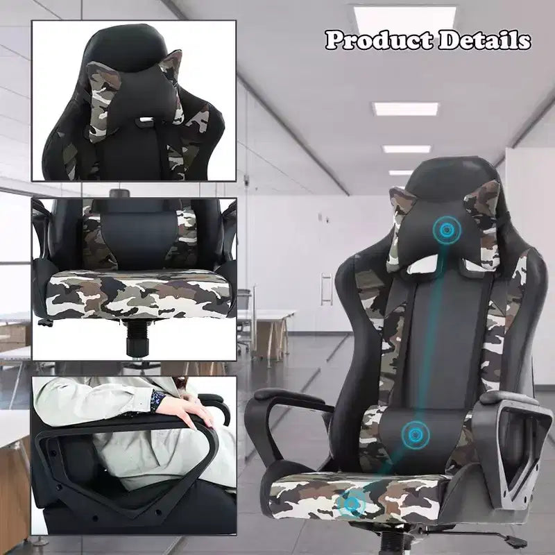 Sedia da Ufficio Sedia da Gaming Sedia da Scrivania Sedia Direzionale con Supporto Lombare Sgabello Regolabile Sedia da Computer Girevole con Ruote