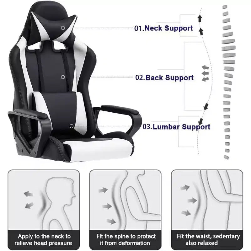 Sedia da Ufficio Sedia da Gaming Sedia da Scrivania Sedia Direzionale con Supporto Lombare Sgabello Regolabile Sedia da Computer Girevole con Ruote