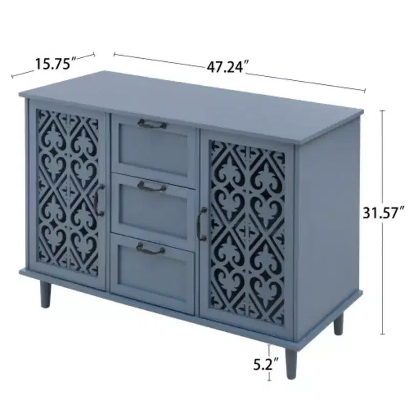 Mobiletto a 3 Cassetti, Mobile Dispensa da Cucina da 47.24 con 2 Ante, Mobile Credenza Buffet, Tavolo Console per Soggiorno, Camera da Leto, Cucina, Ingresso
