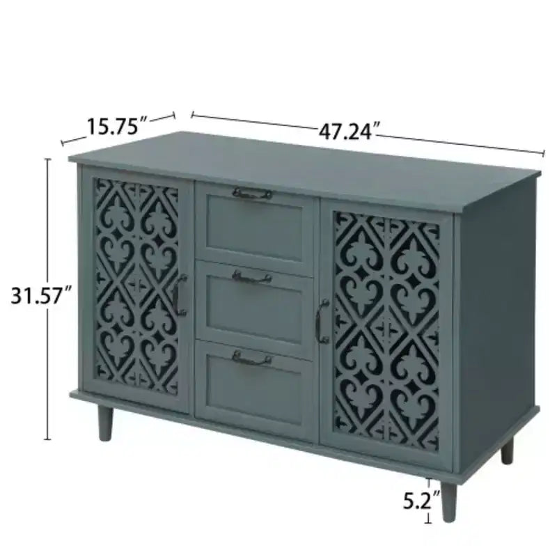 Mobiletto a 3 Cassetti, Mobile Dispensa da Cucina da 47.24 con 2 Ante, Mobile Credenza Buffet, Tavolo Console per Soggiorno, Camera da Leto, Cucina, Ingresso